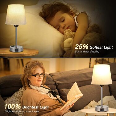 Настільна лампа Kakanuo з торшером, 2 шт. з USB-портами та диммуванням, для спальні, вітальні, дитячої кімнати, офісу (сірий)