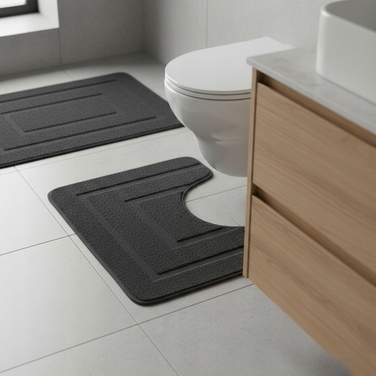 Килимок для ванної кімнати SmartHome, чорний, прямокутний, 50x80 см, з вирізом під унітаз