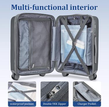 Набір валіз Joyway 4 шт. з жорстким корпусом та TSA-замком, розширюваний. Чорний, сірий.