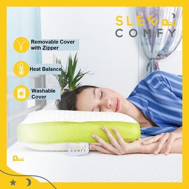SLEEP COMFY Premium Soft AIR-MESH Neck Pillow, Smart Memory Foam Pillow, Ergonomic, Orthopedic Neck Pillow Head Pillow, Sleeping Pillow for Back Sleepers, Stomach Sleepers, Side Sleepers