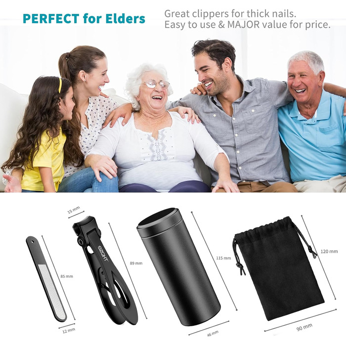 Набір для манікюру та педикюру SZQHT для товстих та врослих нігтів, чорний