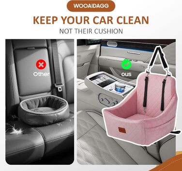 Автокрісло для собак середніх порід, переноска для тварин у машину з кріпленням ременем безпеки, знімна та пральна, регульовані ремені, 3 ремені (Чорний) (Рожевий, М)
