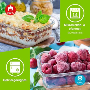 Набір контейнерів VonShef для зберігання їжі (10 шт.) – 1050 мл та 370 мл, придатні для духовки та мікрохвильової печі, миючі в посудомийній машині, герметичні та витікання, ідеальні для приготування їжі на тиждень