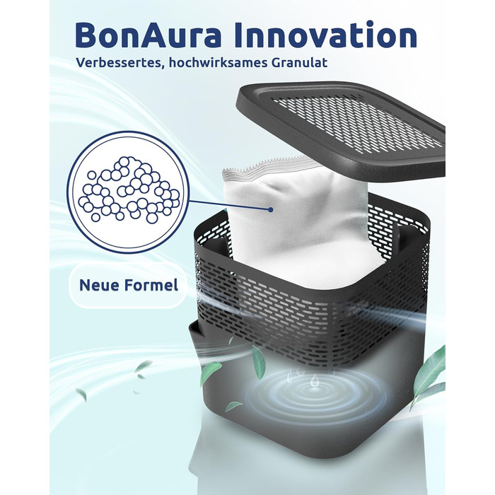 BonAura® Абсорбер вологи без струму - для підвалу, ванної кімнати та інших приміщень - набір з 6 гранул по 450г - захист від плісняви
