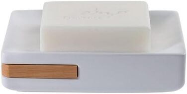 Миска для мила Spirella Oslo з каменю, декоративне аксесуар для ванної кімнати, білий бамбук, кераміка, 13,5 x 9,2 x 3,5 см