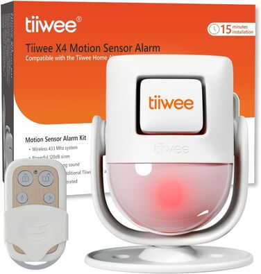 Сигналізація tiiwee X4 з датчиком руху PIR, 120 дБ, з пультом, для захисту дому, розширювана, гарантія 2 роки
