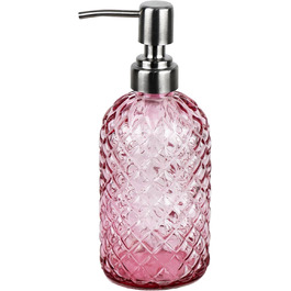 Дозатор мила для ванної кімнати та кухні зі скла та нержавіючої сталі 304 (Рожевий)