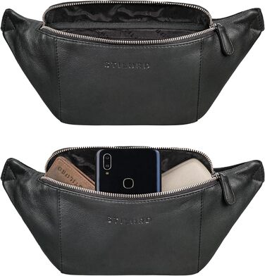 STILORD 'Pino' Елегантна поясна/грудна сумка з натуральної шкіри для жінок та чоловіків, чорна. Компактна сумка-рюкзак, вінтажний стиль.