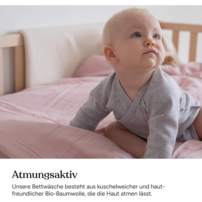 Набір постільної білизни Ehrenkind® з мусліну | 100% органічна бавовна | Standard 100 by Oeko-TEX | 100x135cm + 40x60cm, джинсовий колір