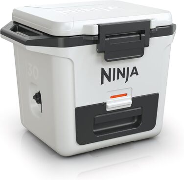 Ninja FrostVault Холодильник 28L, Преміум ізольований, зберігає лід до 6 днів, вбудована шухляда для сухого льоду, вміщує 48 банок, Cloud White FB131EUWH Білий