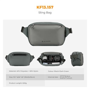 Сумка для фотокамери K&F Concept, рюкзак, сумка через плече, квадратна фотосумка, сумісна з Canon/Nikon/Sony/DJI Mavic