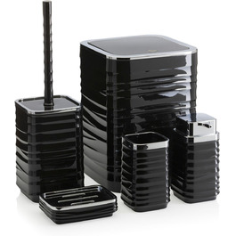 Набір для ванної кімнати HowHomely: щітка для унітазу, сміттєвий бак, дозатор мила, мильниця, чорний/сріблястий