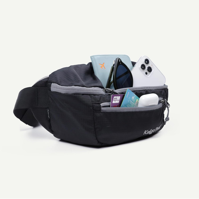 Легка туристична поясна сумка на 2.5L, водонепроникна, для жінок та чоловіків (різдвяна колекція) (01 Чорний)