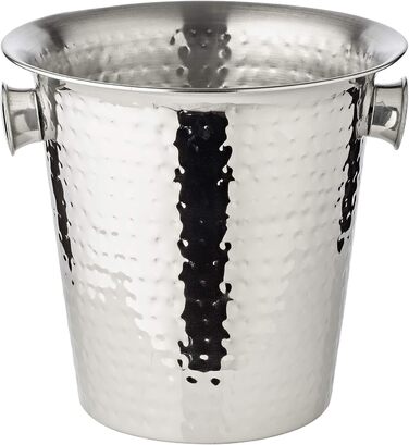 EDZARD Sparkling Wine Cooler Joey (Ø 21 cm) made of stainless steel - Bottle cooler, wine cooler - Beverage cooler for 1 bottle - Bowl for wine, sparkling wine & ice cubes - Hammered Champagne cooler with handle