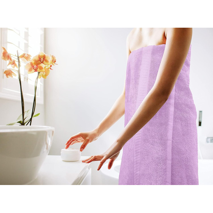 Набір розкішних великих банних рушників Utopia Towels, 2 шт, 100% бавовна, 600 г/м², гігроскопічні та м'які, готельна якість, фіолетові (90x150 см)