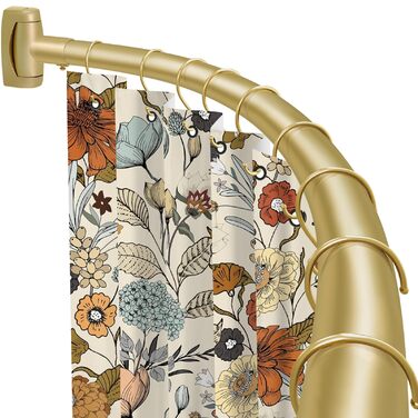 Вигнута штанга для душової завіси YNL, 89-203 см, золота, кругла, нержавіюча сталь, для ванної кімнати та ванни, регульована, розширювана, антикорозійна