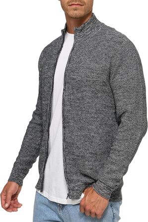 Чоловічий кардиган Indicode INWestmoon з коміром-стійкою | В'язаний кардиган з бавовняної суміші (L, Charcoal Mix)