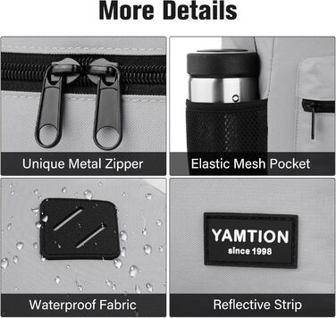 Рюкзак YAMTION 17.3 дюйми (44 см) для чоловіків та жінок, шкільний/університетський, з USB-портом для зарядки, сірий