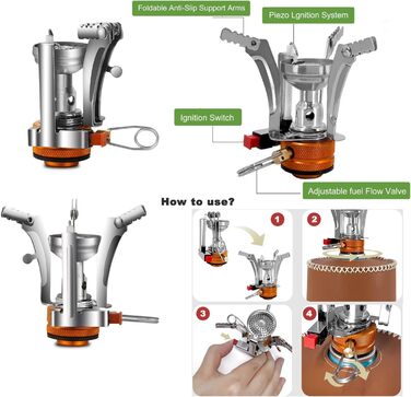 Набір кухонного посуду для кемпінгу з нержавіючої сталі, набір для приготування їжі в походах, міні-плита для кемпінгу, походів, пікніків та трекінгу