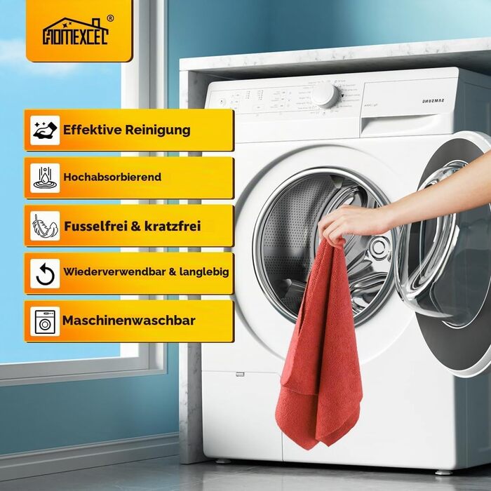 Набір мікрофібрових серветок для прибирання HOMEXCEL, червоні рушники для авто, дому та кухні, гігроскопічні багаторазові ганчірки (29,2 x 29,2 см), 100 шт.