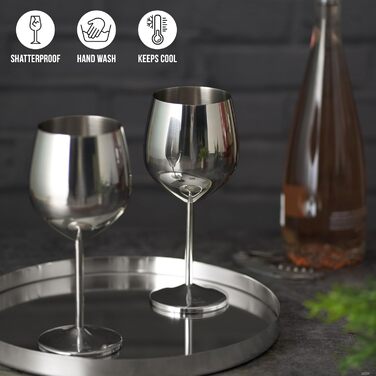 Преміум-склянки для вина з нержавіючої сталі Oak & Steel (2 шт, 520 мл) - міцні келихи для червоного вина з великим об'ємом, в подарунковій коробці