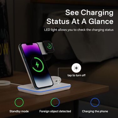 Бездротовий зарядний пристрій Minthouz 3-в-1 з адаптером 18W для Apple iWatch, AirPods та iPhone (Qi сумісний)