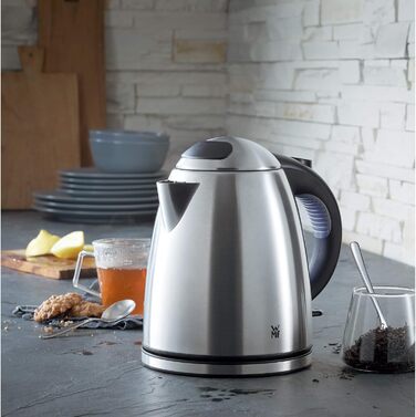 WMF Stelio Stainless Steel Kettle 1.2L, Electric Kettle with Scale Water Filter, 2400 W, Illuminated Water Level Indicator, Matte Stainless Steel