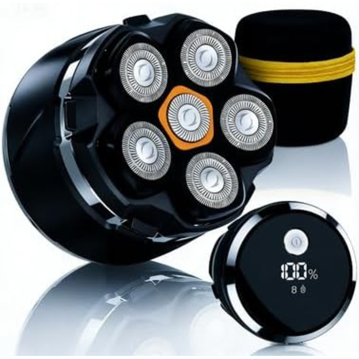 Машинка для гоління голови Glatzen 2026 IPX8, 6D, USB-C, вологостійка, з LED дисплеєм (Чорна)