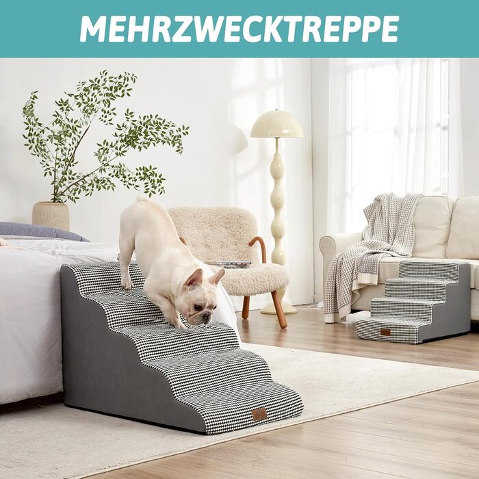 Сходинки для собак широкі, для домашніх тварин з нековзною поверхнею (Чорний та Білий, 83x50x57см, 5.0)