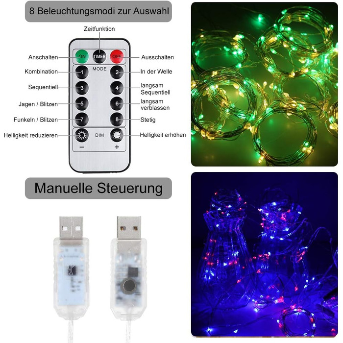 LED штора Anpro 3x3м, USB, 320 LED, 8 режимів, тепле світло - декор для дому