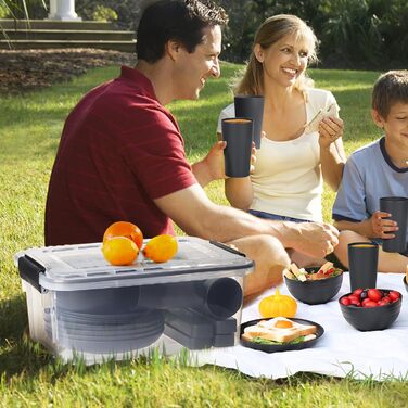 Набір посуду з PP | Легкий та незламний сервіз з 16 предметів для дітей та дорослих, тарілки, миски, чашки