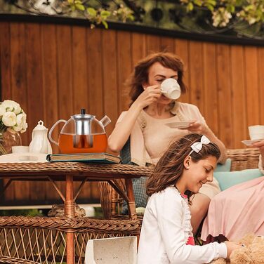 Скляна чайник HEMOLY 1,5 л з ситечком та підставкою для чаю, чайник зі скла, чайник для чаю