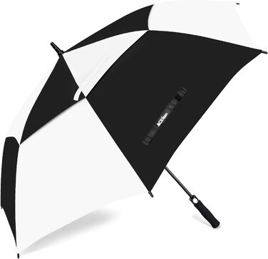 Стійкий до вітру парасолька-тростина XL/XXL, автоматичний, з подвійним вентиляційним отвором - високоякісний парасолька для жінок та чоловіків, ідеальний як гольф-парасолька (чорний/білий, 62 дюйми/157 см)