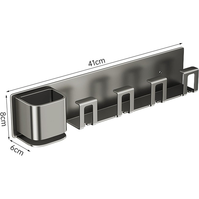 UUE Toothbrush Holder, 4 Compartments Toothbrush Holder Electric Toothbrush Holder for Toothbrushes and Rinse Cups, Stainless Steel Toothbrush Holder with 4 Cups, No Drilling, Self-Adhesive, for Bathroom