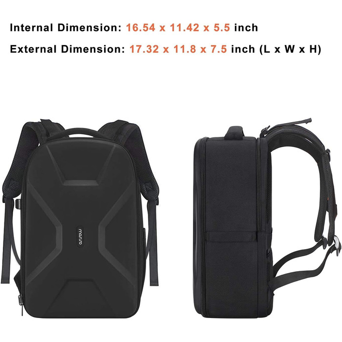 MOSISO Рюкзак для камери, DSLR/SLR/беззеркальна фототехніка, 15-16 дюймів, водонепроникний, з відділенням для штатива та ноутбука, сумісний з Canon/Nikon/Sony, чорний