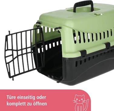 Kerbl Pet Transportbox Expedion: переноска для тварин 45x30x30 см, для котів, собак, кроликів до 10 кг, пластик, зелено-темно-сіра