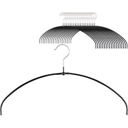 MAWA Clothes Hangers Light, Set of 20 space-saving and non-slip hangers, ideal for T-shirts, tops, and lightweight sweaters, with a 360° rotating hook and non-slip coating, 36 cm, Black