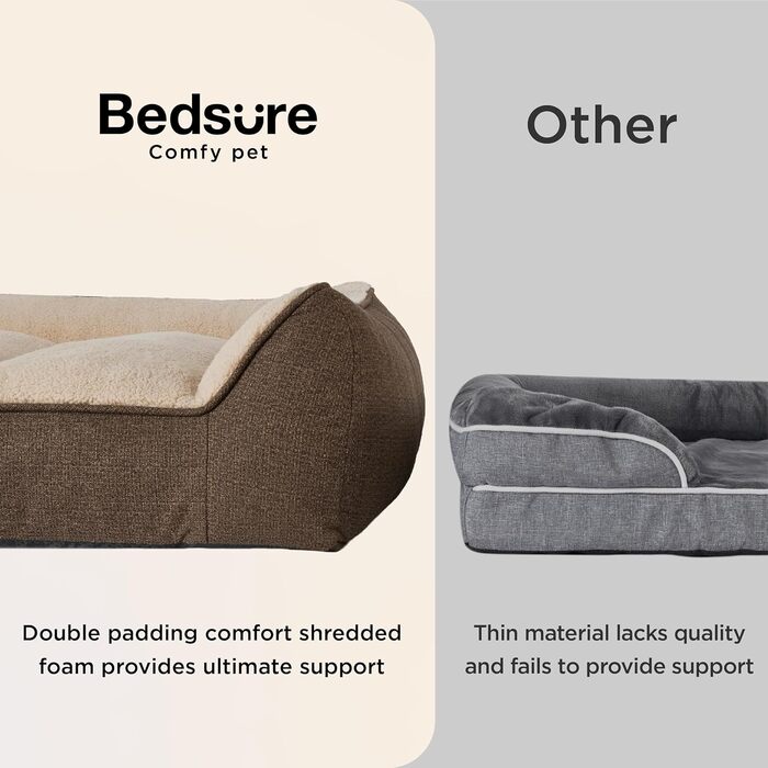 BEDSURE Лежанка для собак великих порід - 106x76 см, товста, з водонепроникним чохлом, антиковзаюча, з м'якого плюшу Sherpa (96x71x21 см, Колір: Коричневий)