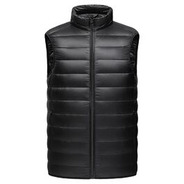 Чоловіча пухова жилетка, базова модель, на блискавці, без рукавів, легка, компактна, для зими, Outdoor, чорна L