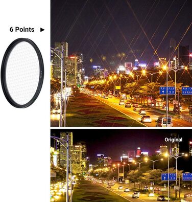 Фільтр JJC Glas-Stern 62mm (4/6/8 променів) для Sony A7/A7C/A7R/A7S/A9 + об'єктив Sony FE 90mm F2.8 Macro G OSS та інші об'єктиви з різьбою 62mm