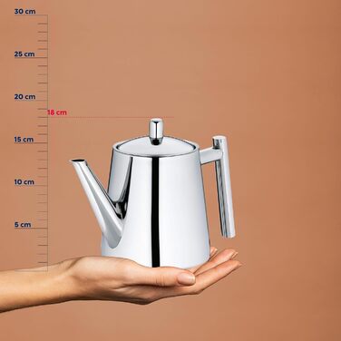 Kela Teapot with infuser, stainless steel teapot 1.7 l ANCONA, teapot for loose leaf tea and tea bags, tea maker, silver
