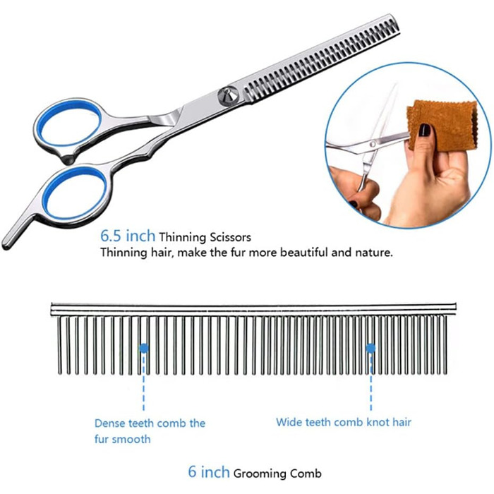 Професійна ножиця для грумінгу собак та котів, 6.5 дюймів, блакитна