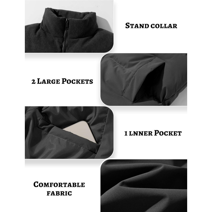 Чоловіча жилетка AIEOE з утеплювачем, без рукавів, тепла зимова жилетка з корду, для активного відпочинку, розміри EU S-3XL