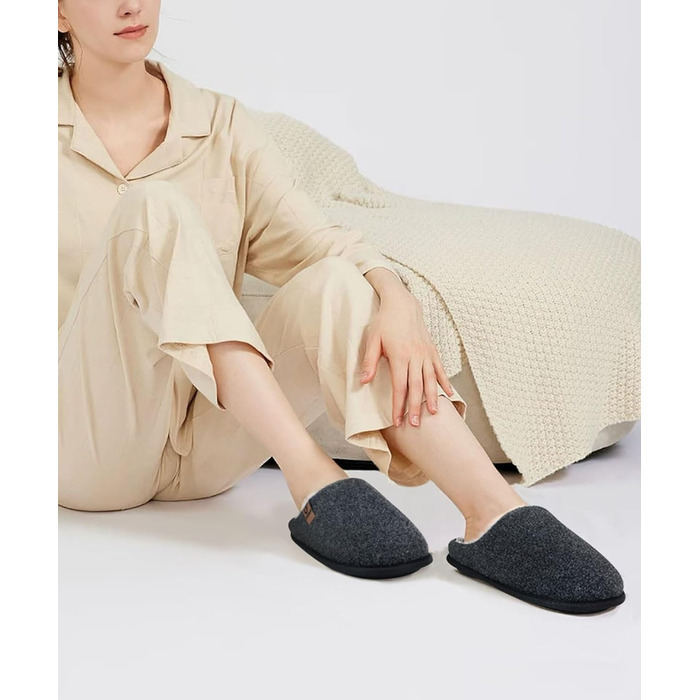 Тапочки жіночі COFACE з фетру, теплі, зручні, з м'якою підкладкою, чорні, розмір 38 EU