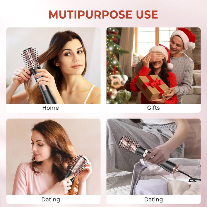 Мультистайлер для волосся 5 в 1: фен-щітка, плойка, об'єм, локони, 1000W, золото