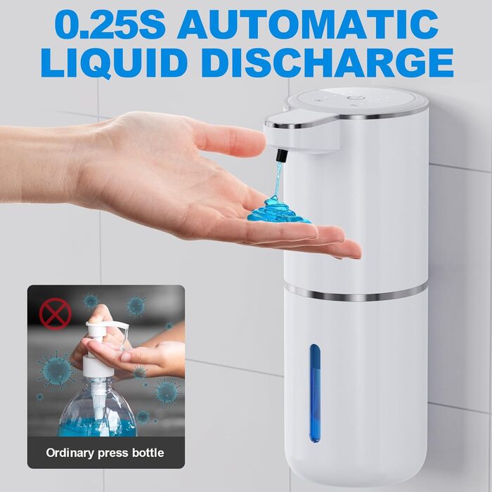 Amzyvls Soap Dispenser Automatic, 380ml Electric Wall Mount Touchless Automatic Soap Dispenser, USB Rechargeable with Infrared Motion Sensor for Bathroom, Kitchen, Office