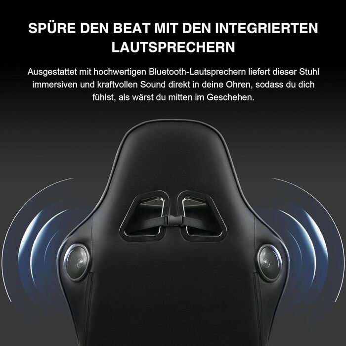 Ігрове крісло GTPLAYER з підставкою для ніг, Bluetooth динаміками, ергономічне комп'ютерне крісло для геймерів, офісне крісло зі спинкою, навантаження до 150 кг, синє