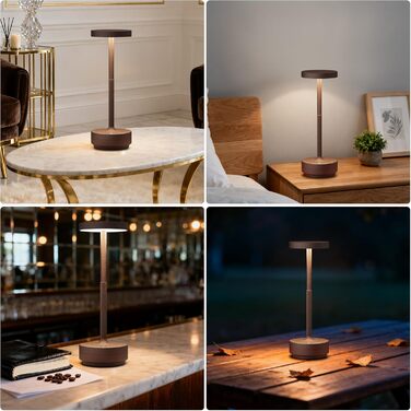 Настільна лампа бездротова LED для вулиці та дому IP54, акумулятор 5000mAh, димується, 3 кольори світла, зарядка від USB (Іржавий)