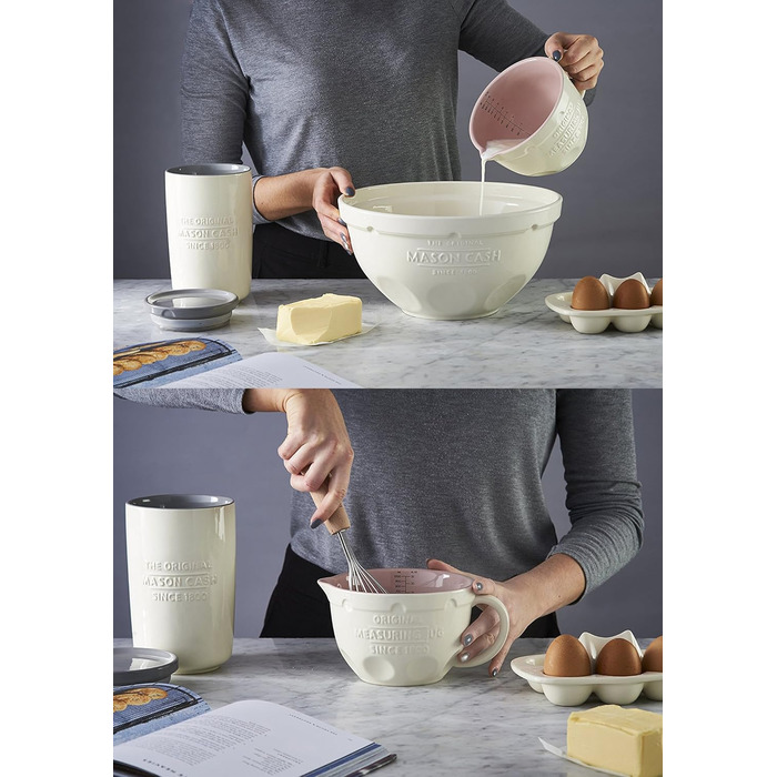 Mason Cash Innovative Kitchen Measuring Containers, stoneware, white, 20.5 x 15 x 10 cm