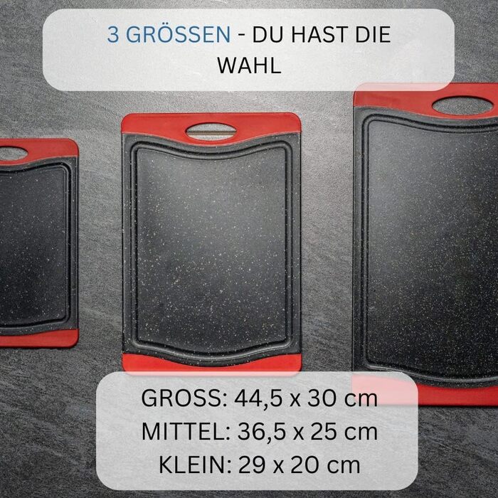 Дерев'яний обрізний дошка Westmark з жолобом для соку, неслизька, захищає леза, розмір 44,5 x 30 см, імітація граніту, пластик, антрацит/червоний, 6217224G (M)